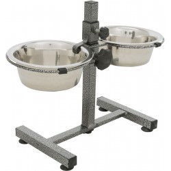 Dog Bar Métal avec 2 Gamelles Inox Réglables en Hauteur Trixie