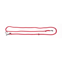 Laisse Multipositions en Nylon Rond 9mm x 2m Rouge