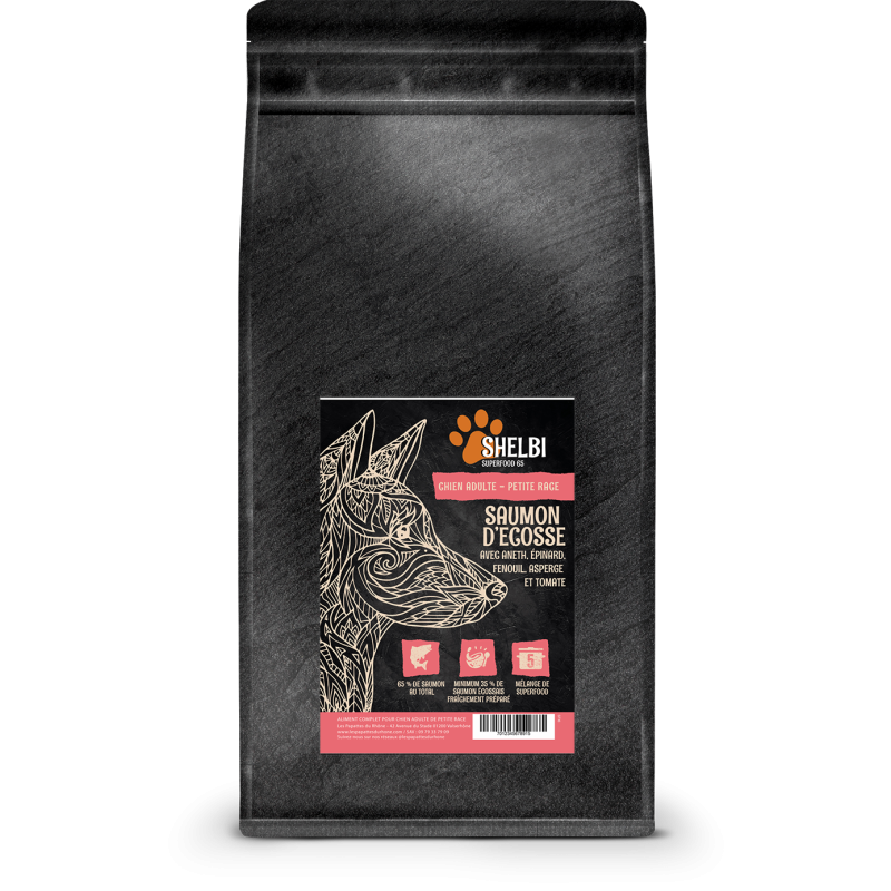 SHELBI Superfood 65 Chien Adulte Petite Race Saumon d'Ecosse