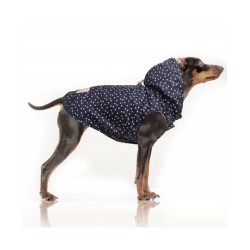 Imperméable CONSTANCE Bleu Marine à Pois Rose