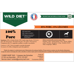 Yummy Barf Wild Diet 100% Porc Chien