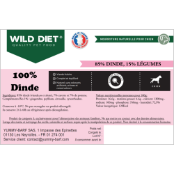 Yummy Barf Wild Diet 100% Dinde pour Chien