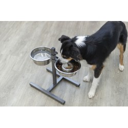 Dog Bar Métal avec 2 Gamelles Inox Réglables en Hauteur Trixie