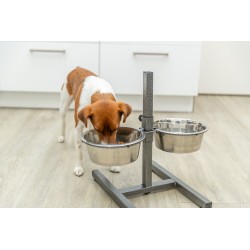 Dog Bar Métal avec 2 Gamelles Inox Réglables en Hauteur Trixie